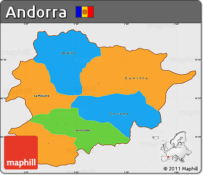 Political Simple Map of Andorra, single color outside