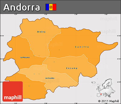 Political Shades Simple Map of Andorra, cropped outside