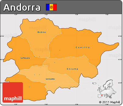 Political Shades Simple Map of Andorra, cropped outside