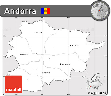 Silver Style Simple Map of Andorra, cropped outside