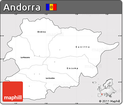 Silver Style Simple Map of Andorra, cropped outside