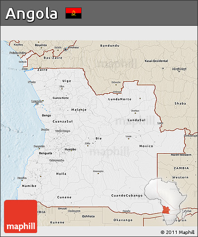 Classic Style 3D Map of Angola