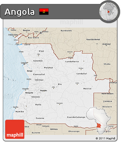 Classic Style 3D Map of Angola