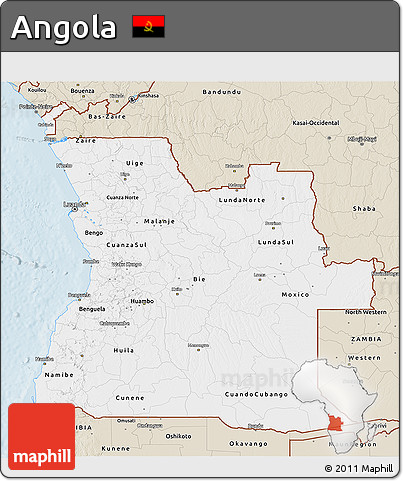 Classic Style 3D Map of Angola