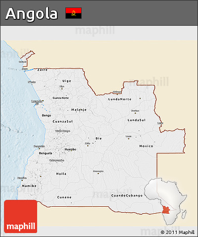 Classic Style 3D Map of Angola, single color outside