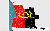 Flag 3D Map of Angola, single color outside, satellite sea, flag rotated