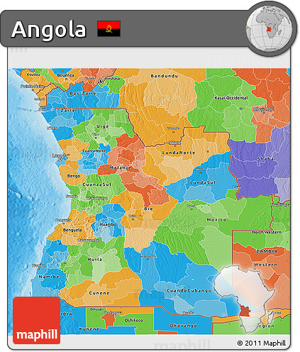 Political 3D Map of Angola
