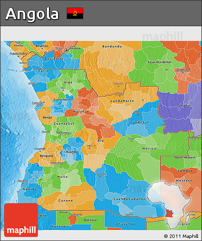 Political 3D Map of Angola