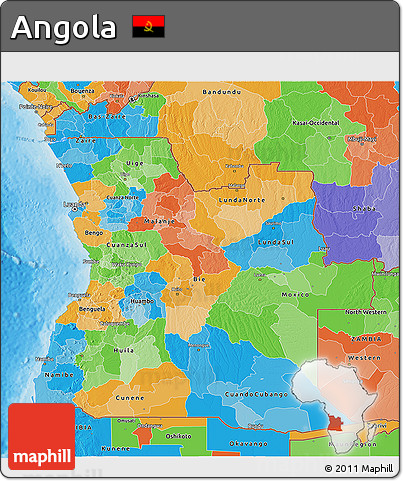 Political 3D Map of Angola