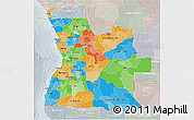 Political 3D Map of Angola, lighten, semi-desaturated