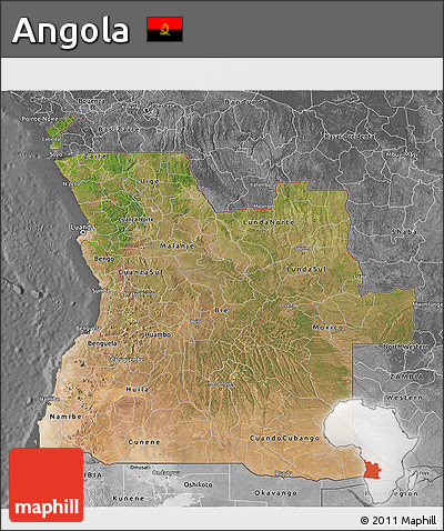 Satellite 3D Map of Angola, desaturated