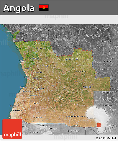Satellite 3D Map of Angola, desaturated, land only