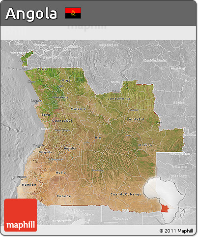 Satellite 3D Map of Angola, lighten, desaturated