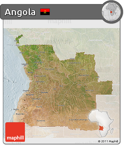 Satellite 3D Map of Angola, lighten