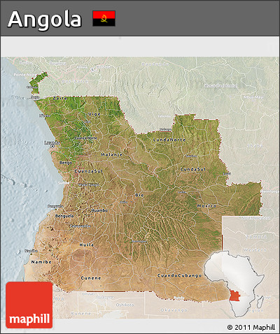 Satellite 3D Map of Angola, lighten