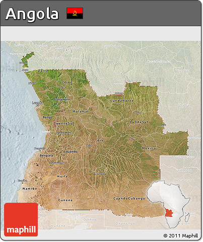 Satellite 3D Map of Angola, lighten