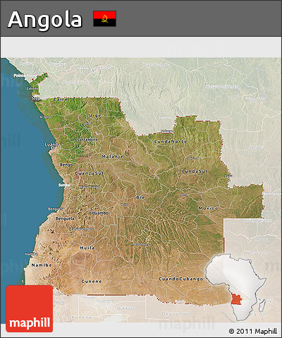 Satellite 3D Map of Angola, lighten, land only