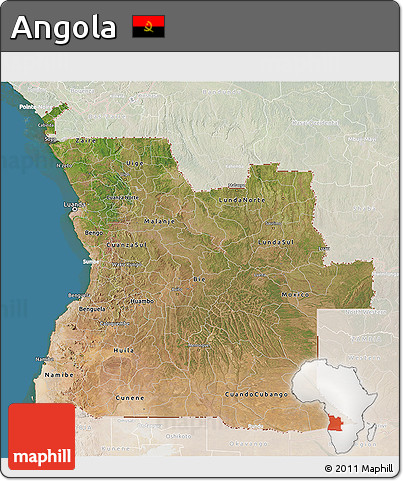 Satellite 3D Map of Angola, lighten, land only