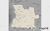 Shaded Relief 3D Map of Angola, darken, desaturated