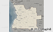 Shaded Relief 3D Map of Angola, darken, semi-desaturated