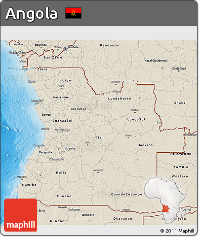 Shaded Relief 3D Map of Angola