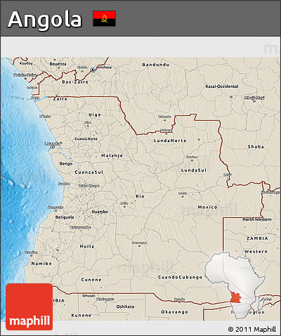 Shaded Relief 3D Map of Angola