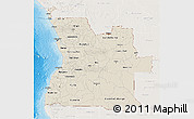 Shaded Relief 3D Map of Angola, lighten, land only