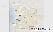 Shaded Relief 3D Map of Angola, lighten, semi-desaturated