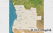 Shaded Relief 3D Map of Angola, satellite outside