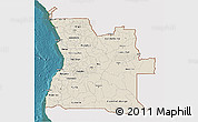 Shaded Relief 3D Map of Angola, single color outside, satellite sea