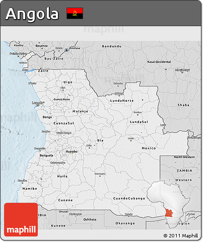 Silver Style 3D Map of Angola