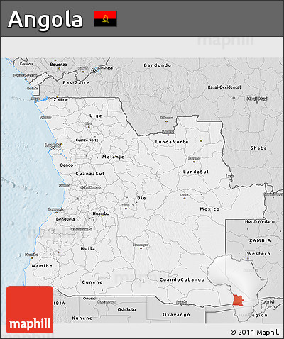 Silver Style 3D Map of Angola