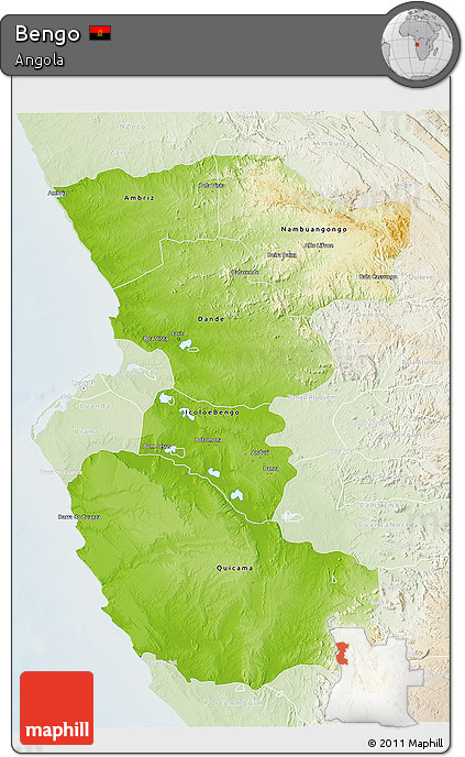 Physical 3D Map of Bengo, lighten