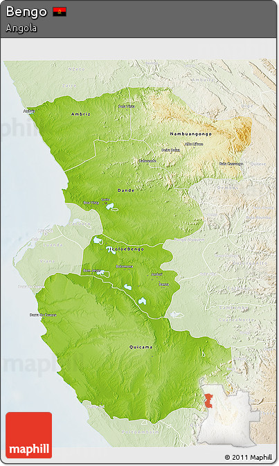 Physical 3D Map of Bengo, lighten