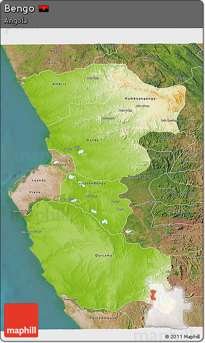 Physical 3D Map of Bengo, satellite outside