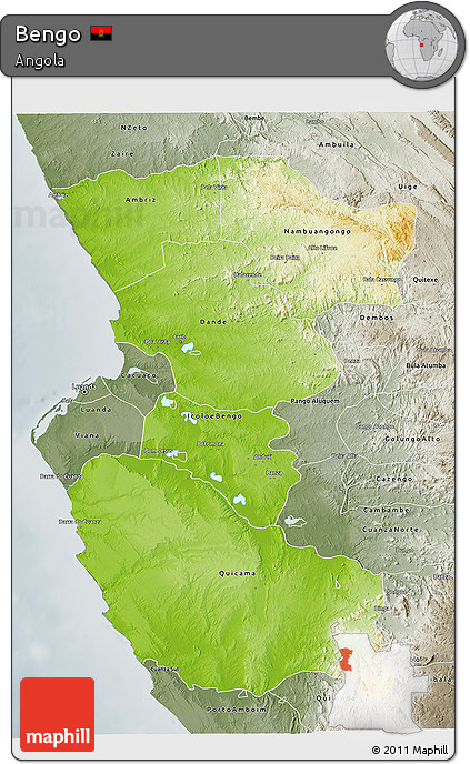 Physical 3D Map of Bengo, semi-desaturated