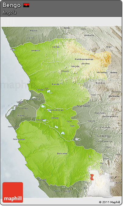 Physical 3D Map of Bengo, semi-desaturated