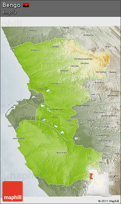 Physical 3D Map of Bengo, semi-desaturated