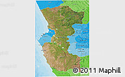 Satellite 3D Map of Bengo, political shades outside