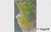 Satellite 3D Map of Bengo, semi-desaturated