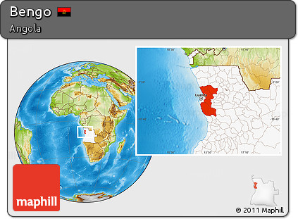 Physical Location Map of Bengo, highlighted country