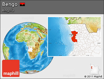 Physical Location Map of Bengo, highlighted country