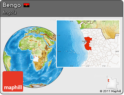 Physical Location Map of Bengo, highlighted country