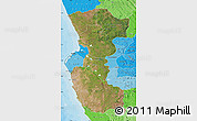 Satellite Map of Bengo, political shades outside