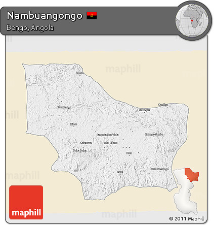 Classic Style 3D Map of Nambuangongo, single color outside