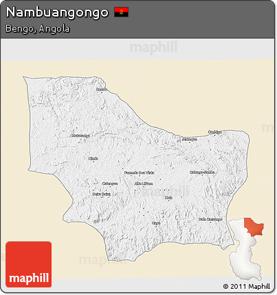 Classic Style 3D Map of Nambuangongo, single color outside