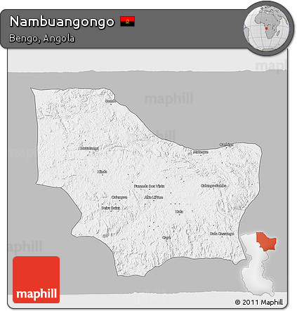 Gray 3D Map of Nambuangongo, single color outside