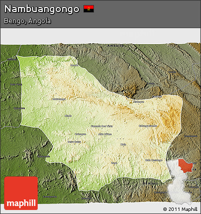 Physical 3D Map of Nambuangongo, darken