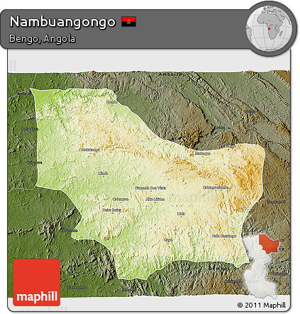 Physical 3D Map of Nambuangongo, darken
