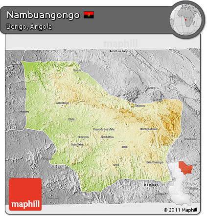Physical 3D Map of Nambuangongo, desaturated